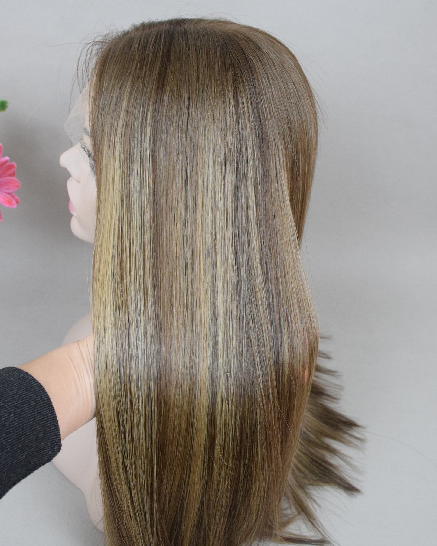 Auspiciouswig Brown Blonde European Virgin Hair Jewish Wigs Swiss Lace Front Top Kosher Wigs