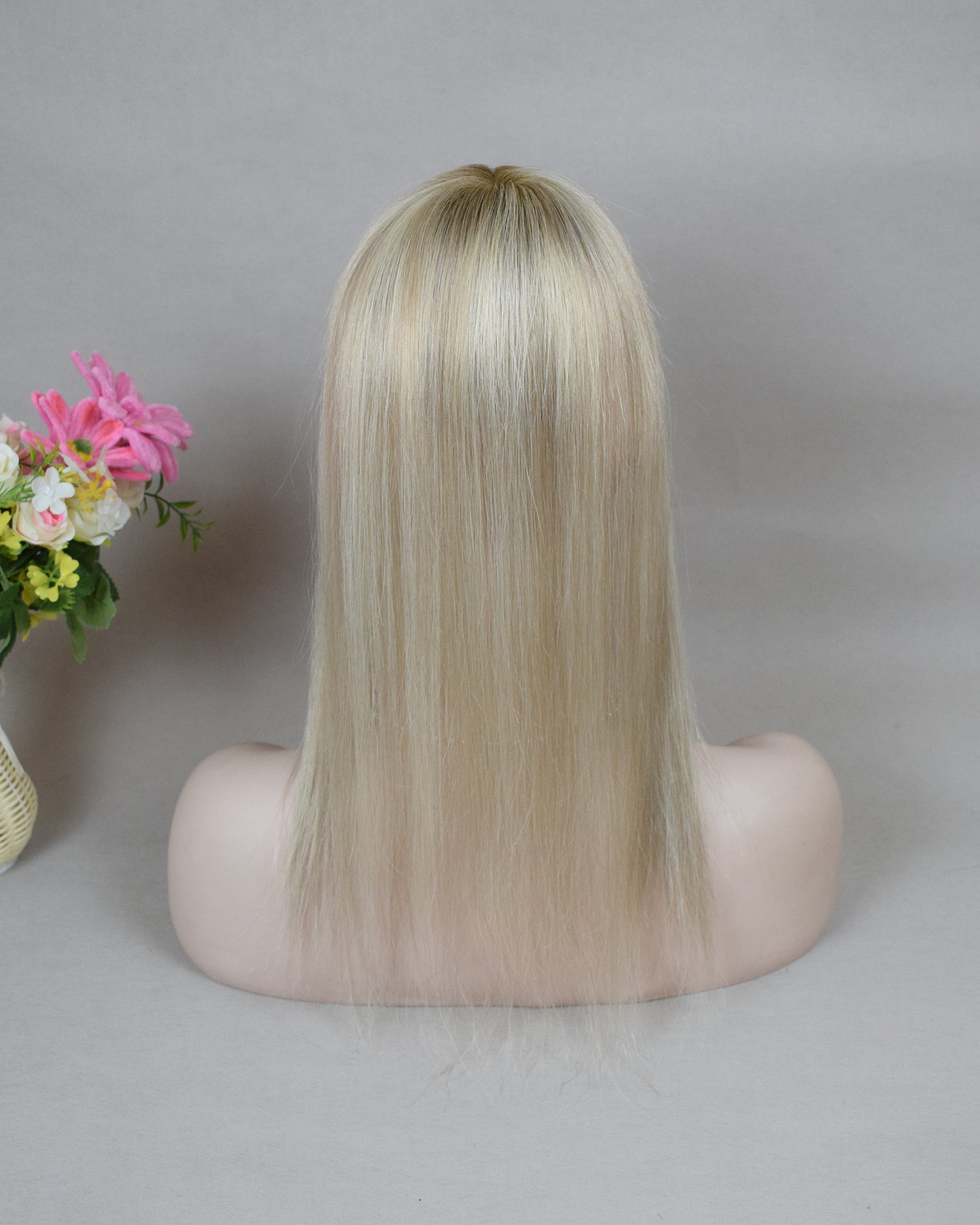 Auspiciouswig Blonde Balayage Human Virgin Hair Topper Mono Base Human Virgin Hair Topper Toupee For Women Hair Volume