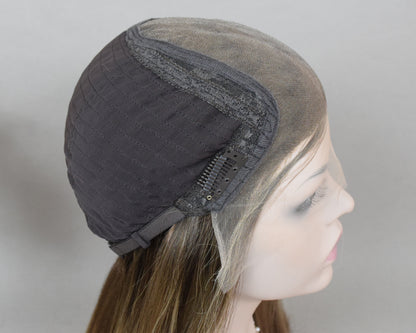 Auspiciouswig Brown Blonde European Virgin Hair Jewish Wigs Swiss Lace Front Top Kosher Wigs