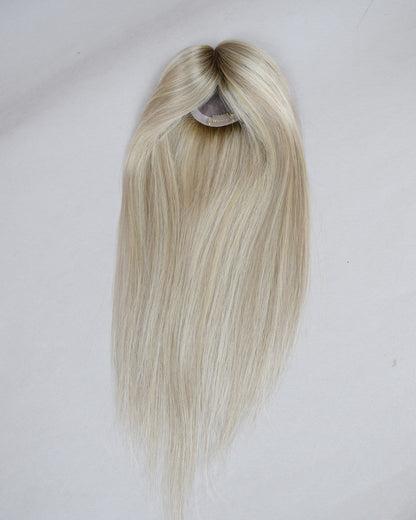 Auspiciouswig Blonde Balayage Human Virgin Hair Topper Mono Base Human Virgin Hair Topper Toupee For Women Hair Volume