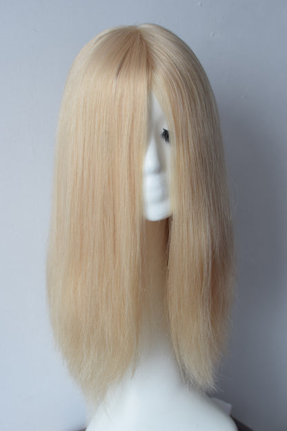 Auspiciouswig Blonde Straight Hair Jewish Wig Silk Skin Top Luxury Kosher Wigs Sheitel