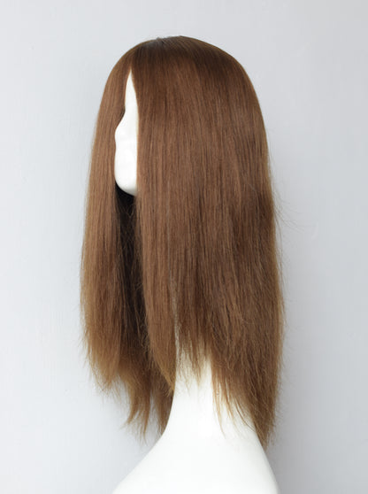 Auspiciouswig Brown Color Jewish Wig Silk Skin Top Kosher Wigs Human Virgin Hair Sheitel