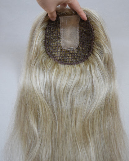 Auspiciouswig Breathable Fishnet Mesh Integration Hairsystem 14x15cm Fishnet Silk Skin Base Center Mesh Integrated Topper For Women Hair Volume