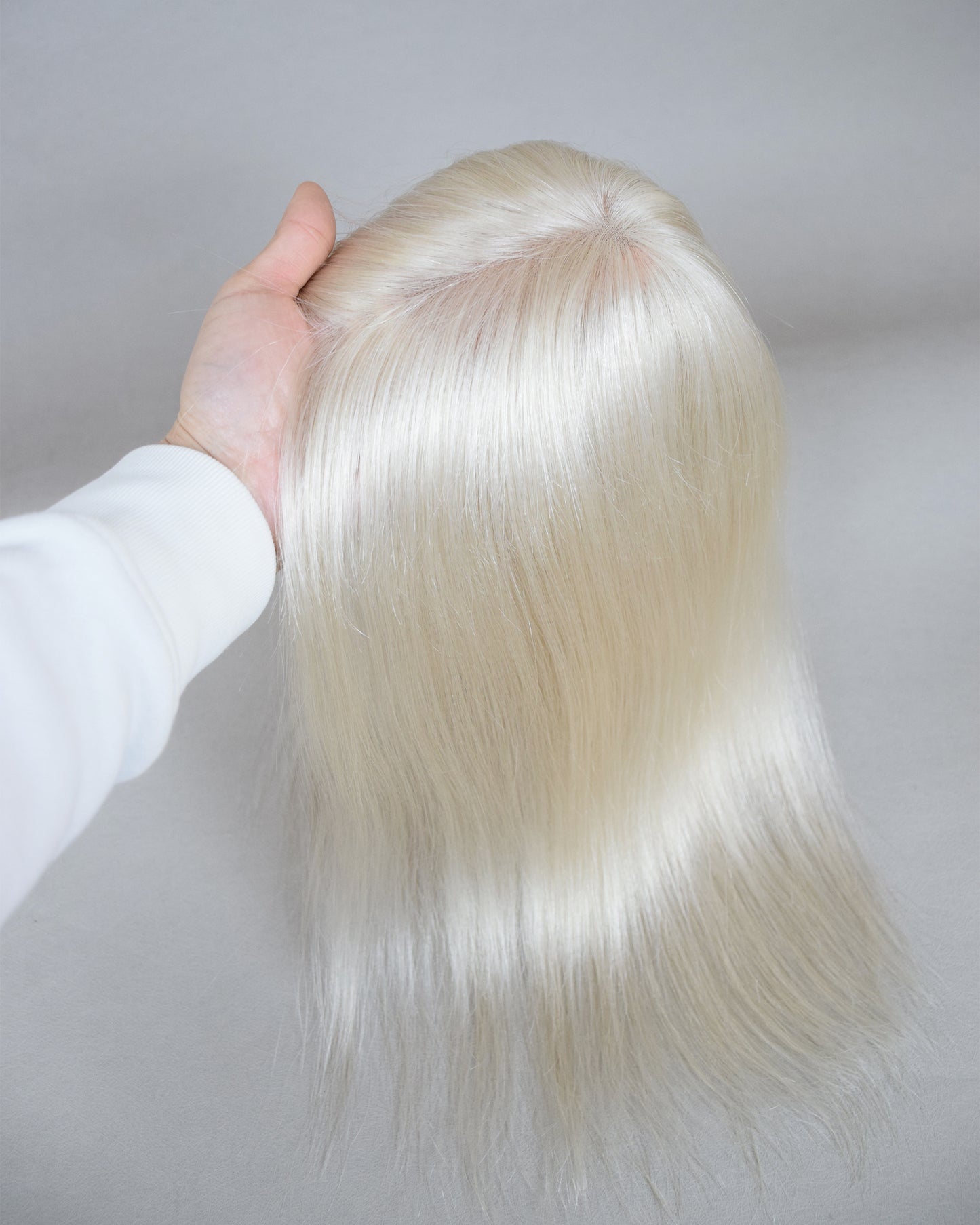 Auspiciouswig White Blonde Human Virgin Hair Topper 5x6" Mono Base Silver Blonde Human Hair Topper Hairpiece For Women Hair Volume