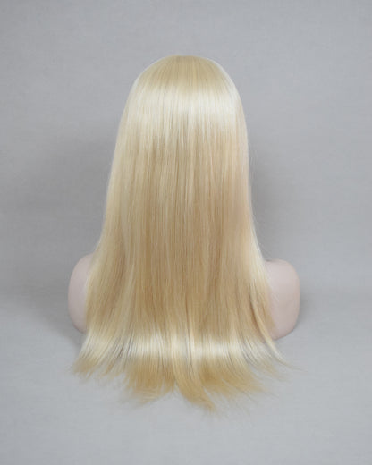 Auspiciouswig Blonde European Virgin Hair Jewish Wig Silk Skin Top With PU Around Kosher Wig Sheitel