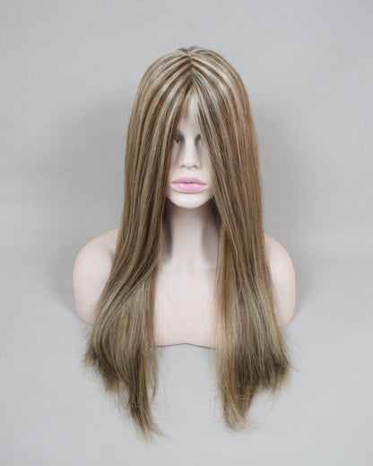 Auspiciouswig Jewish Wig Highlights Human Virgin Hair Silk Skin Top Kosher Wig Sheitel