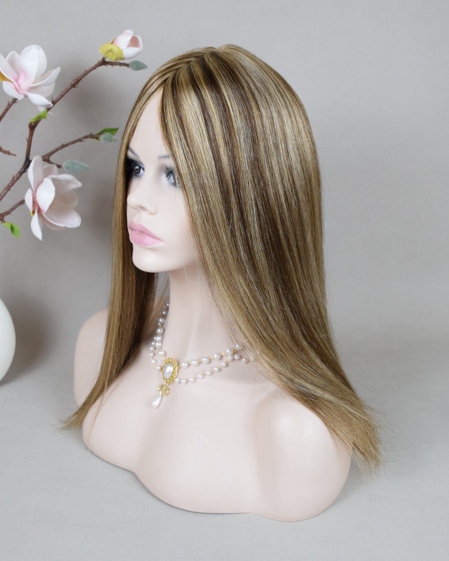 Auspiciouswig Silk Top European Virgin Hair Topper PU Perimeter Hairsystem Toupee For Women Alopecia Hair Loss