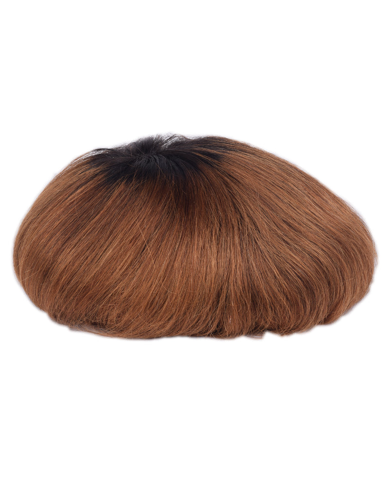 Auspiciouswig Ombre Thin Skin Hair Replacement System Human Hair Men’s Wigs Toupee for Men