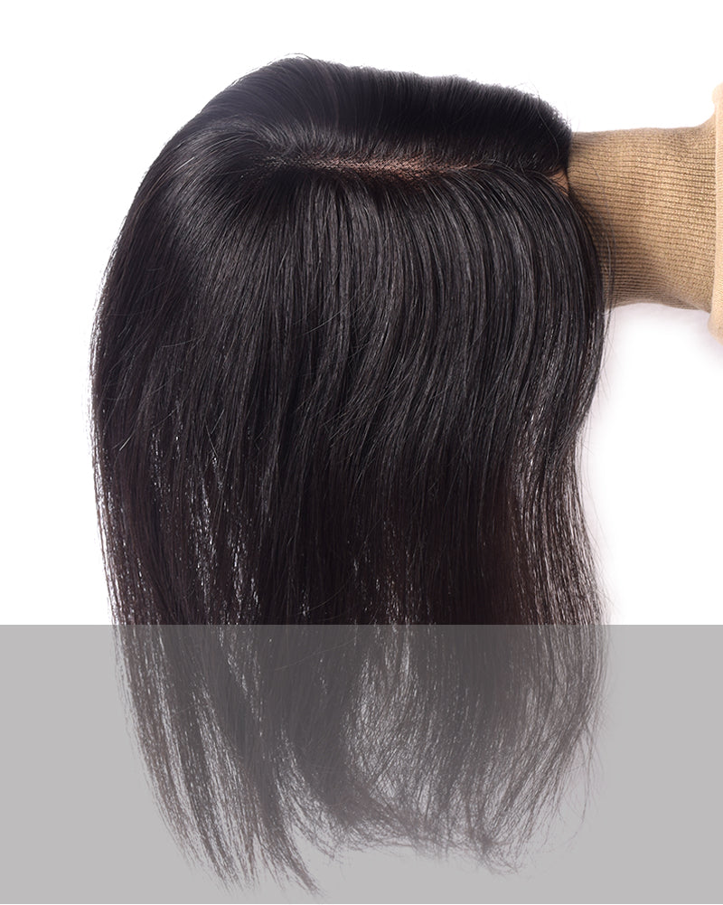 Auspiciouswig Mongolisches Echthaar-Mono-Haaraufsatz für dünner werdendes Haar, Echthaar-Aufsatz für Frauen
