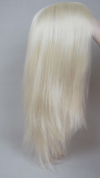 Auspiciouswig Blonde European Virgin Hair Jewish Wig Silk Skin Top With PU Around Kosher Wig Sheitel