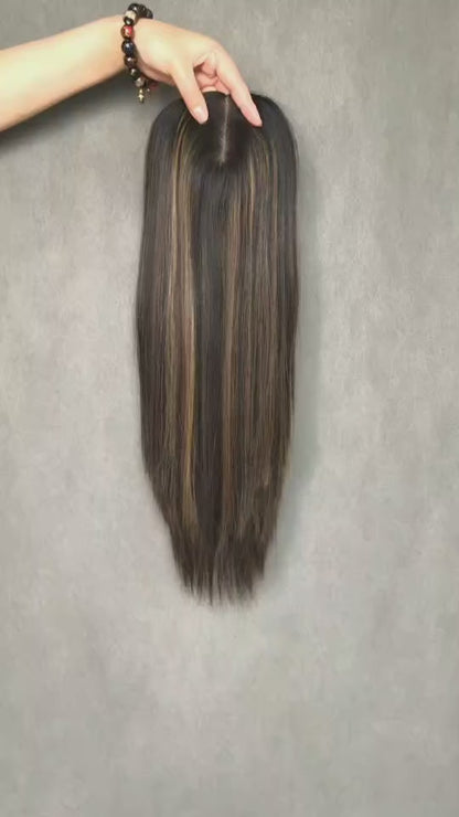 Auspiciouswig Human Virgin Hair Jewish Topper Silk Top Hairpiece Sheitel Kosher Wigs For Women
