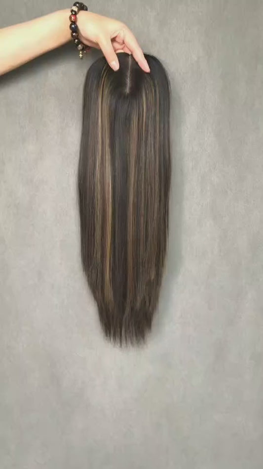 Auspiciouswig Human Virgin Hair Jewish Topper Silk Top Hairpiece Sheitel Kosher Wigs For Women