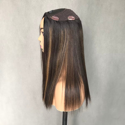 Auspiciouswig Human Virgin Hair Jewish Topper Silk Top Hairpiece Sheitel Kosher Wigs For Women