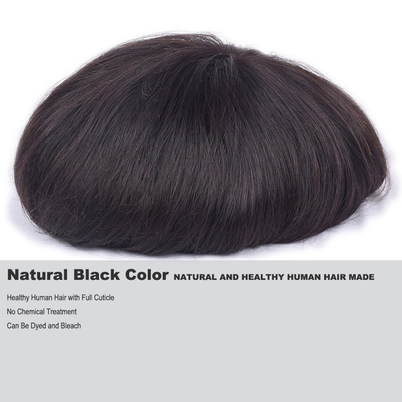 Auspiciouswig Human Hair Men's Toupee Thin Skin Hair Replacement System for Men