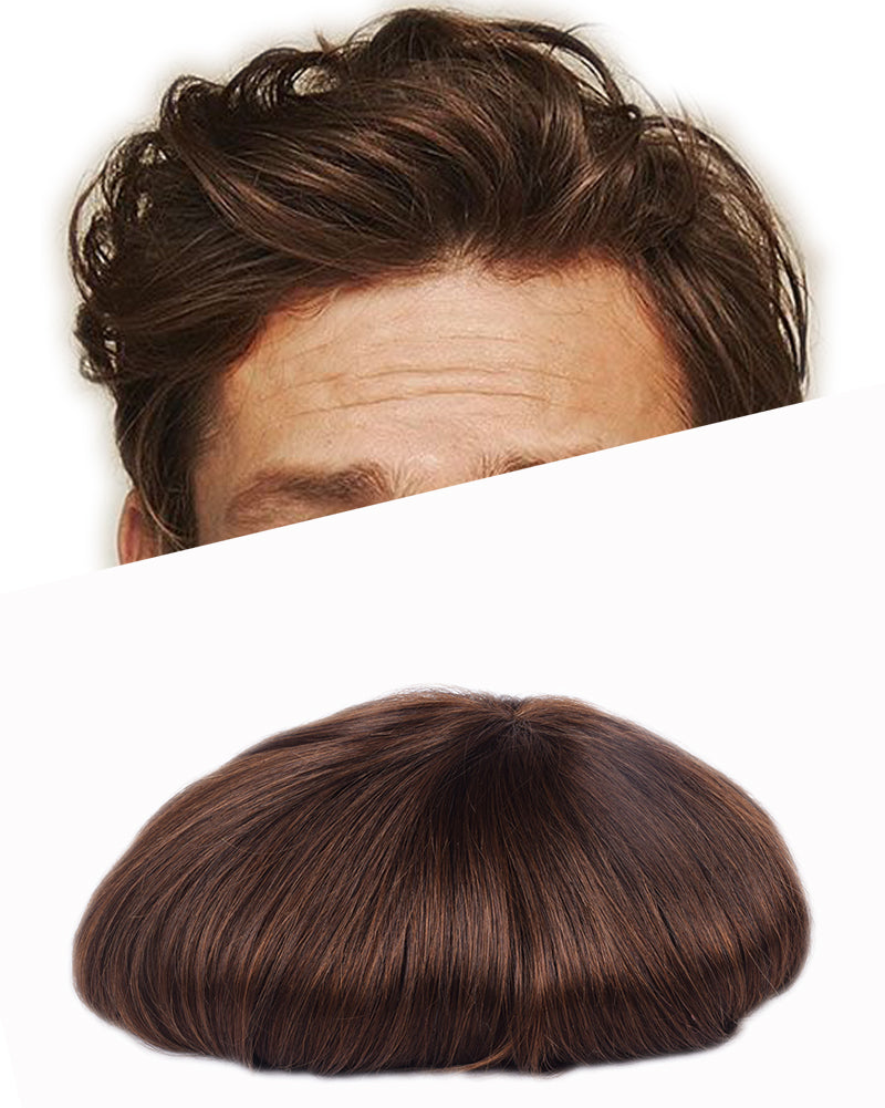 Auspiciouswig Thin Skin Hair Replacement System Human Hair Pieces Men’s Toupee for Men